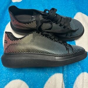 Size 9 - Alexander McQueen Oversized Sneaker Perforated - Black Multi-Color